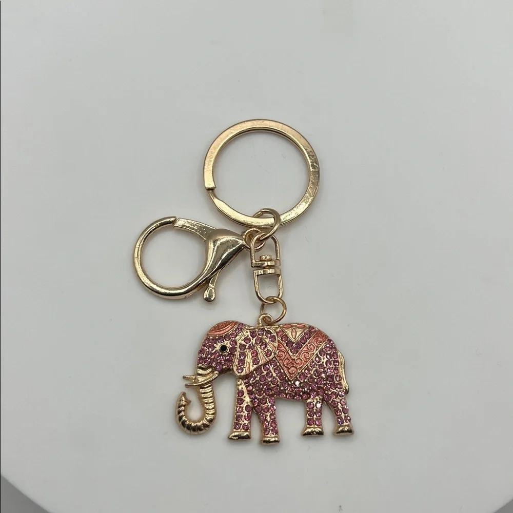 656. Gold and Pink Elephant Keychain